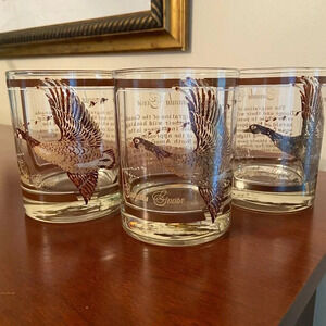 MCM Vintage Georges Briard Canada Goose Lowball Drinking Glasses, Set of 3